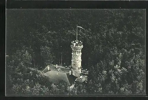 AK Habichtswald, Fliegeraufnahme des Berg-Gasthauses Hohes Gras