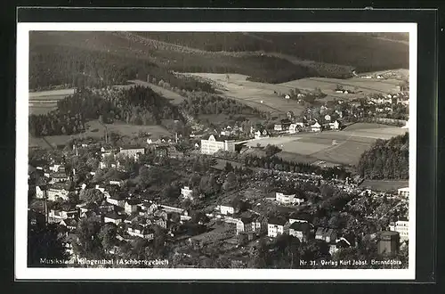 AK Klingenthal /Aschberggebiet, Fliegeraufnahme der Ortschaft