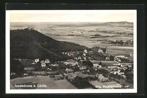 AK Landeskrone b. Görlitz, Fliegeraufnahme der Ortschaft