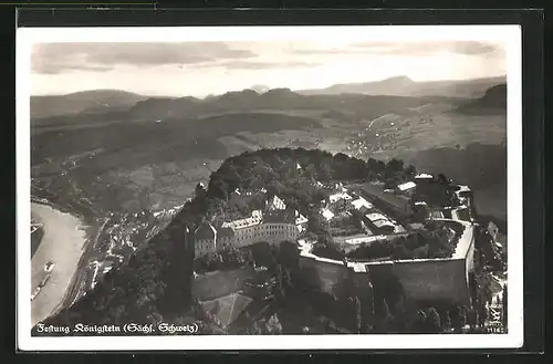 AK Königstein /Sächs. Schweiz, Festung aus der Vogelschau