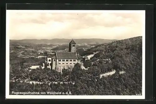 AK Weinheim a. d. B., Blick auf die Wachenburg mit Kirche