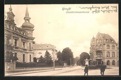 AK Rheydt, Odenkirchenerstrasse mit Litfasssäule