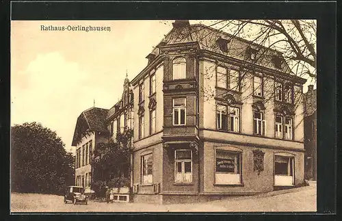 AK Oerlinghausen, Strasse am Rathaus, Automobil