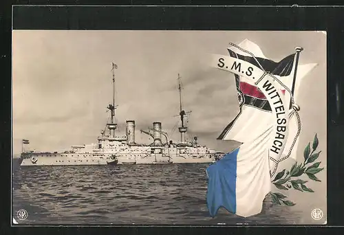 AK Kriegsschiff S. M. S. Wittelsbach, Fahnen