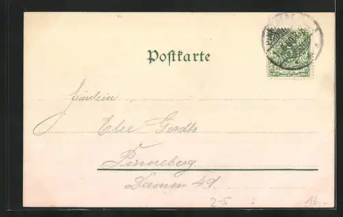 Lithographie Mädchen und Putte, Ansichtskartengeschichte