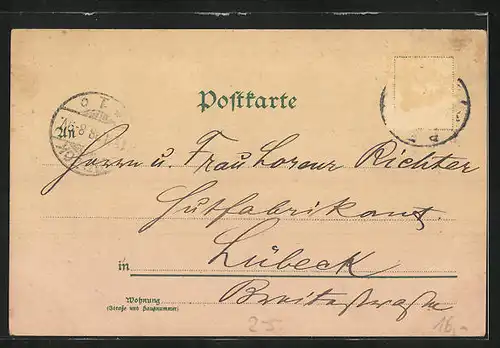 Lithographie Steinmauer um einsames Gehöft, Ansichtskartengeschichte