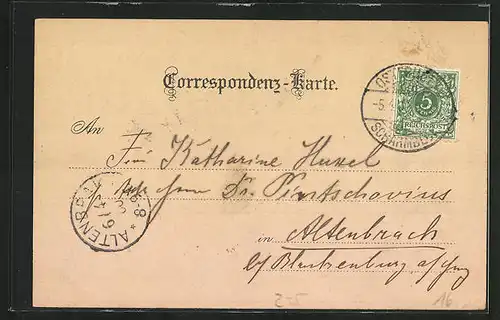 Lithographie Amor lauscht dem Fräulein, Ansichtskartengeschichte