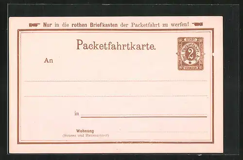 AK Packetfahrtkarte, Private Stadtpost Neue Berl. Omnibus- u. Packetfahrt AG