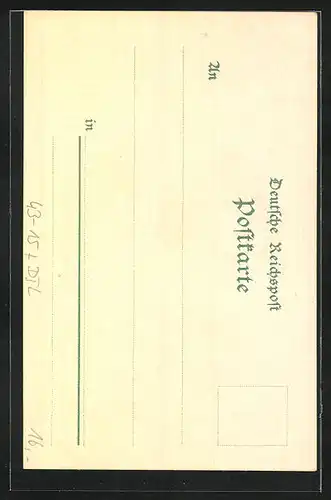 Lithographie Mainz, Gutenberg-Feier 1900, Historischer Festzug, Wagen der Germania