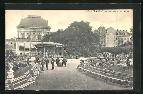 AK Franzensbad, Kurgarten und Kurhaus