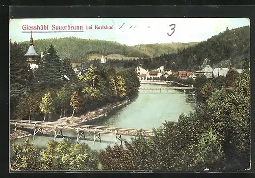 AK Giesshübl-Sauerbrunn, Flusspartie mit Brücke