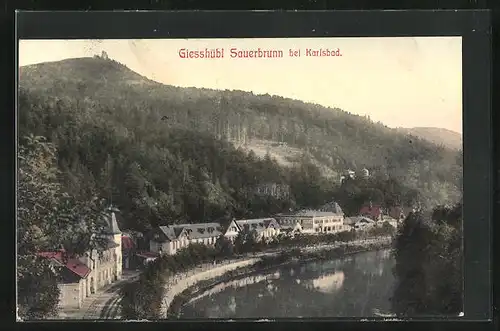 AK Giesshübl-Sauerbrunn, Flusspartie aus der Vogelschau