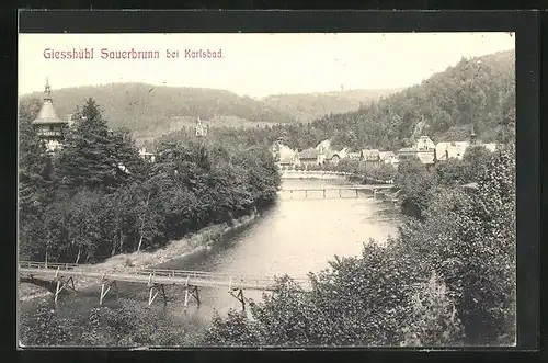 AK Giesshübl-Sauerbrunn, Flusspartie mit Brücke