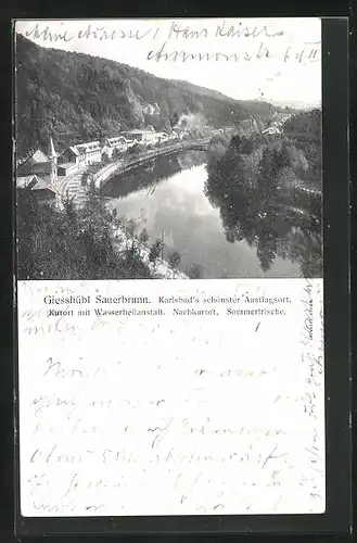 AK Giesshübl-Sauerbrunn, Flusspartie aus der Vogelschau