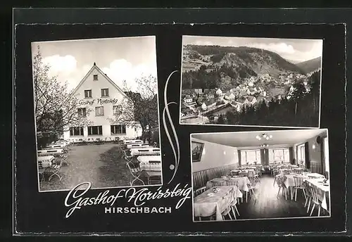 AK Hirschbach, Totalansicht und Gasthof Norissteig