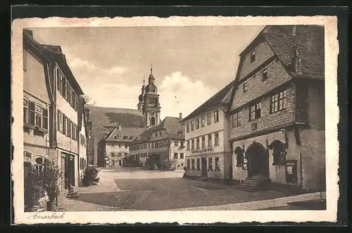 AK Amorbach im Odenwald, Marktplatz mit Blick zur Kirche