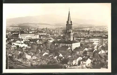 AK Frydek, Stadtansicht, Blick auf die Kirche im Zentrum