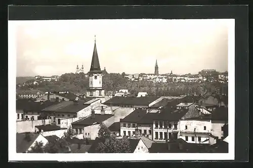 AK Mistek, Stadtpanorama mit Blick auf die Kirchentürme