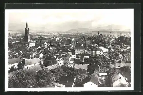 AK Frydek, Stadttotale, Blick auf die Kirche