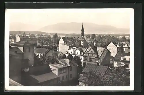 AK Trinec, Blick über die Dächer der Stadt zur Kirche