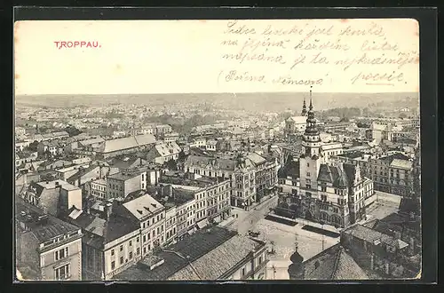 AK Troppau, Blick vom Rathaus über die gesamte Stadt