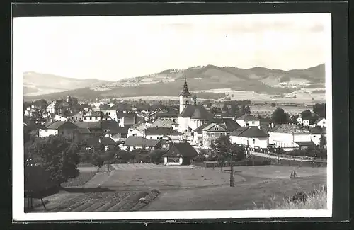 AK Jablunkov, Blick auf die Stadt und die Kirche