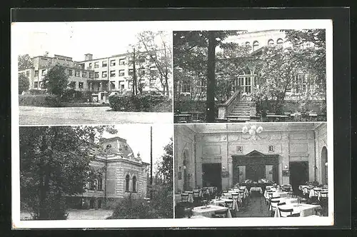 AK Lazne Darkov, Sanatorium a lazensky hotel, Aussenansicht, Gartenlokal, der Gastraum