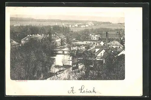 AK Chotzen / Chocen, Blick auf den Fluss und die Siedlung