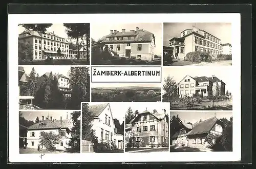 AK Zamberk-Albertinum, die Villen, am Haupthaus des Sanatoriums Dr. Lukese