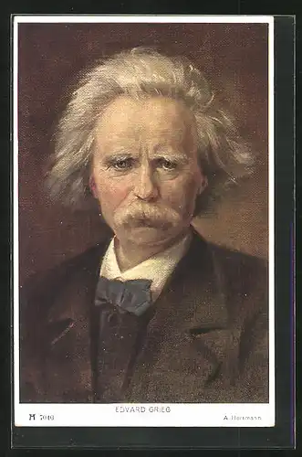 AK Edvard Grieg, Portrait des alten Musikers
