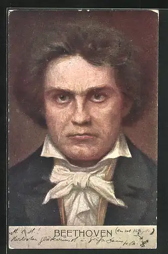 Künstler-AK Ludwig van Beethoven, Portrait des Musikers vergangener Tage