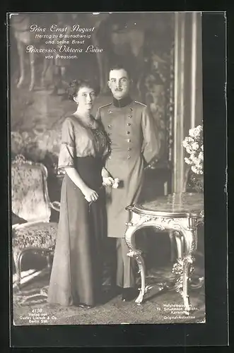 AK Ernst August Herzog von Braunschweig, mit seiner Braut Prinzessin Viktoria Luise von Preussen