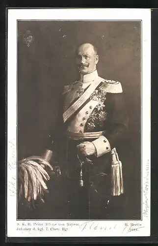 AK S.K.H. Prinz Alfons von Bayern, stehend in prachtvoller Uniform mit Orden behangen