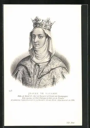Künstler-AK Jeanne de Navarre von Frankreich, Tochter von Henri I