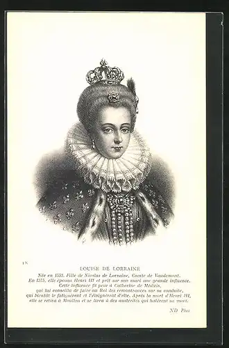 Künstler-AK Louise De Lorraine von Frankreich, Portrait der Tochter von Nicolas De Lorraine