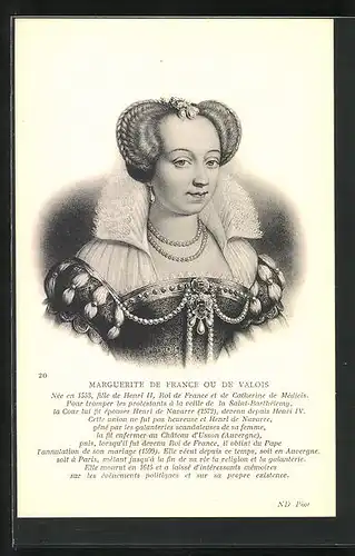 Künstler-AK Marguerite de France ou de Valois von Frankreich, im königlichen Gewand portraitiert