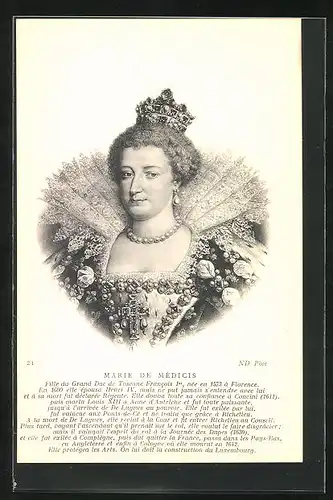 Künstler-AK Marie de Medici von Frankreich, Portrait der Tochter von Herzogs der Toscana Francoise I.