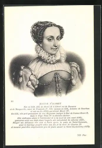 Künstler-AK Jeanne D`Albert von Frankreich, Portrait der Tochter von Henri II. im königlichen Gewand