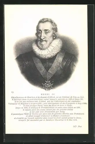 Künstler-AK Henri IV. von Frankreich, Portrait des Sohns von Antoine de Bourbon