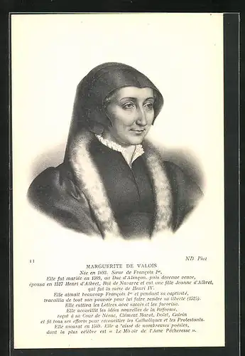 Künstler-AK Marguerite De Valois von Frankreich, Portrait der Schwester von Francois I.