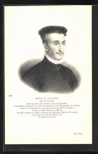 Künstler-AK Henri II D`Albret von Frankreich, Portrait des Sohnes von Jean III d`Albret