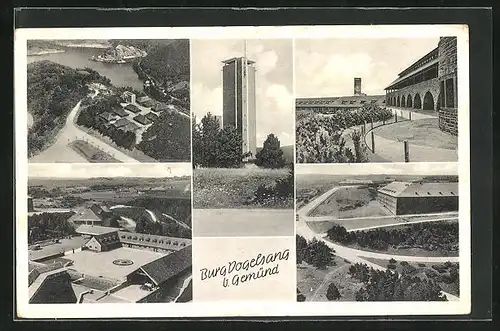 AK Gemünd, Fliegeraufnahme, Burg Vogelsang, der Turm, die Anlagen um die Burg