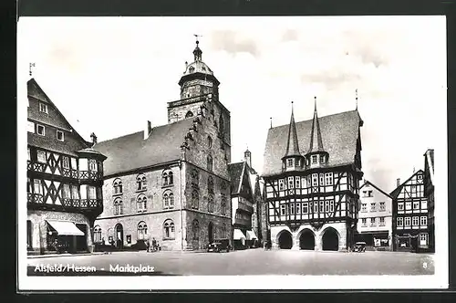 AK Alsfeld in Hessen, am Rathaus auf dem Marktplatz