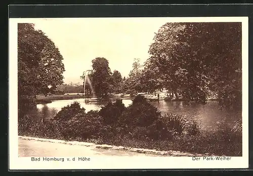 AK Bad Homburg v.d. Höhe, am Ufer des Park-Weiher