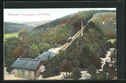 AK Wiesbaden, Nerobergbahn auf dem Neroberg