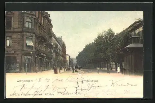 AK Wiesbaden, Passanten in der Wilhelmstrasse