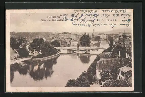 AK Heilbronn, Blick vom Bollwerkturm auf die Stadt