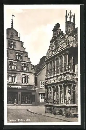 AK Lemgo, Rathaus, am verzierten Erker