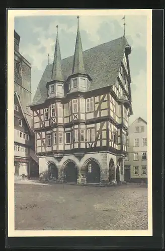 AK Alsfeld in Hessen, Blick auf das alte Rathaus, auf dem Marktplatz