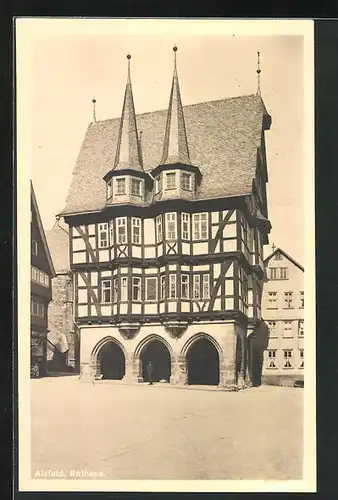 AK Alsfeld in Hessen, vor dem alten Rathaus